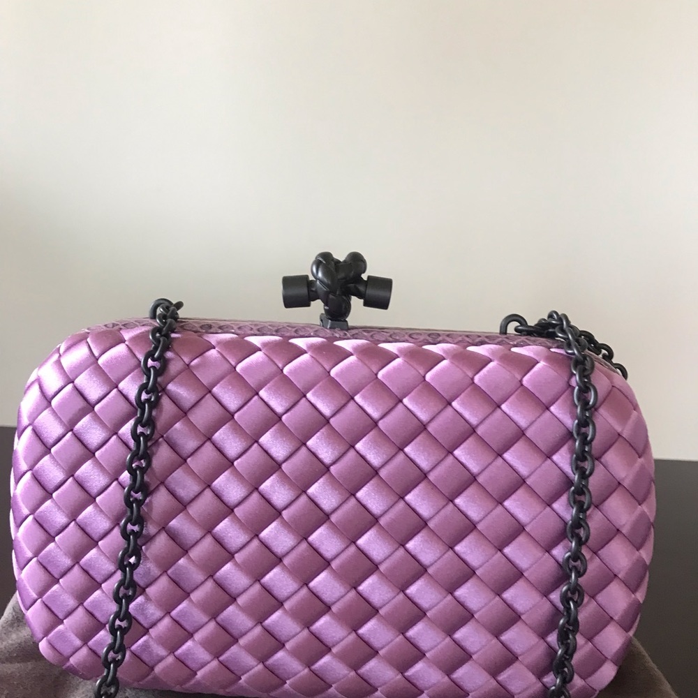 COPY - Bottega Veneta Medium Chain Knot Satin Clutch Bag